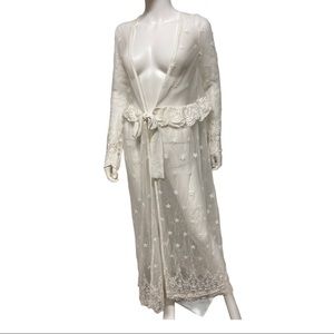 Romantic Bridgerton Style White Lace Robe kimono